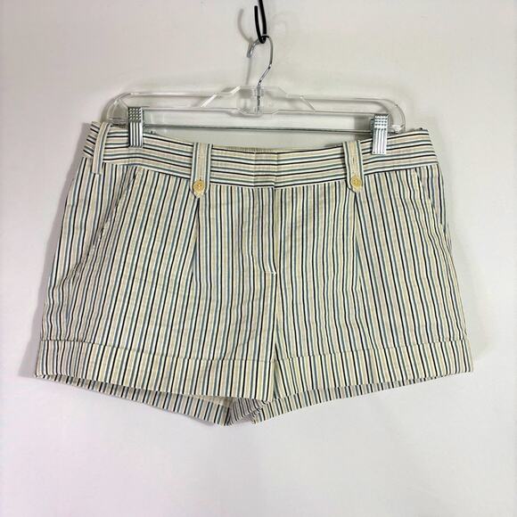 NWT BCBGMaxAzria Navy and White Cotton Striped Women's Shorts Size 8 YY0981 - Picture 1 of 9